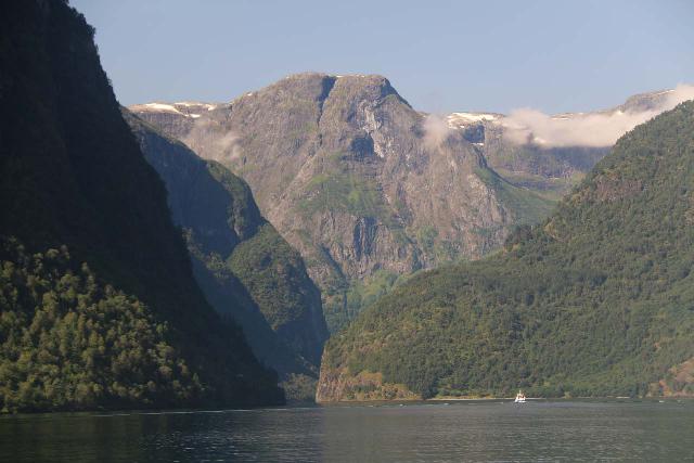 Naeroyfjoren_Cruise_243_07242019 - Kjelfossen was near Gudvangen, which was near the UNESCO World Heritage Nærøyfjord, which along with Geirangerfjord was gazetted in 2005 for both its heritage of fjord farming as well as its outstanding scenery. A cruise taking in the Nærøyfjord could be done from either Gudvangen or Flåm