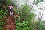 Namegawa_049_07212023 - Going up a switchback as the Namekawa Great Falls Trail still kept climbing despite the fog staying low