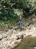 Nanue_Falls_007_jx_03092007 - That's me doing the awkward stream scramble on the Nanue Stream towards the Nanue Falls
