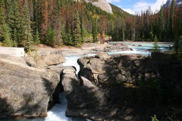 Natural Bridge is an attraction that I'm deeming to be a waterfall attraction because the Kicking Horse River actually disappears before re-emerging through the natural span...