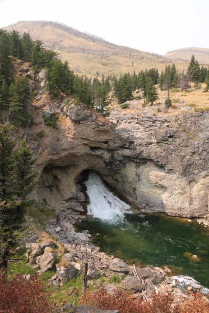 Natural_Bridge_Falls_019_08092017 - Between Bozeman and Nye was the detour to the Natural Bridge Falls, which was not only an intriguing waterfall attraction, but it was also a natural bridge as well