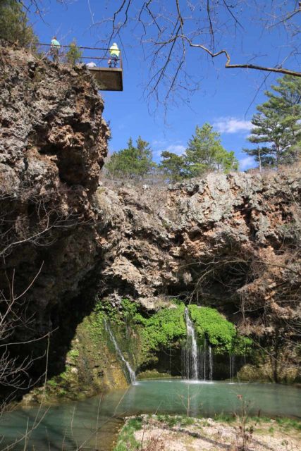 Natural_Falls_SP_035_03172016 - Context of the overhanging lookout platform and the Natural Falls with Dripping Springs as seen from near the end of the short trail to the bottom