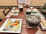 Nikko_dinner_003_jx_04142023.JPEG - Closer look at our dinner table setup at the Kozuchi no Yado Tsurukame Daikichi in Nikko