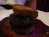 Noumea_081_jx_11302015 - The delicious veal Rossini, which had truffled veal topped with a crusty yet smooth foie gras and some kind of corn bread on bottom