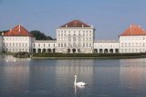 Nymphenburg_020_06302018 - Looking at swans from closer across the pond to the front facade of the Nymphenburg Palace