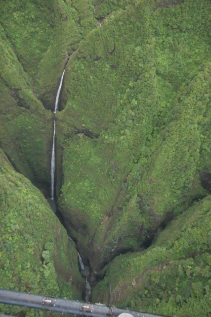 Oahu_Heli_061_01202007 - Looking straight down at Sacred Falls or Kaliuwa'a Falls