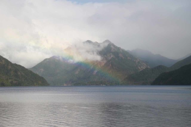 Olympic_Peninsula_212_08222011 - On the way to the western side of the Olympic Peninsula, we drove by this large lake called Lake Crescent, where we caught this rainbow as the storm was calming down 