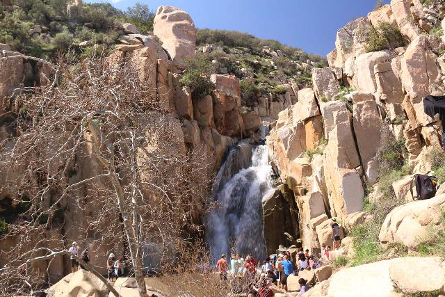 Ortega_Falls_084_03172019 - Ortega Falls in healthy flow with lots of visitors on a warm St Patrick's Day in 2019