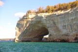 Pictured_Rocks_cruise_287_09302015 - Starting to look through the Grand Portal Arch, which was a collapsed arch that boats used to go through