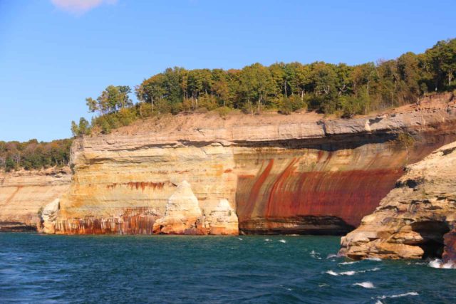 Pictured_Rocks_cruise_518_09302015 - About 90 minutes drive west of Tahquamenon Falls State Park was Munising and the Pictured Rocks National Lakeshore, which featured the colorful and rugged Pictured Rocks