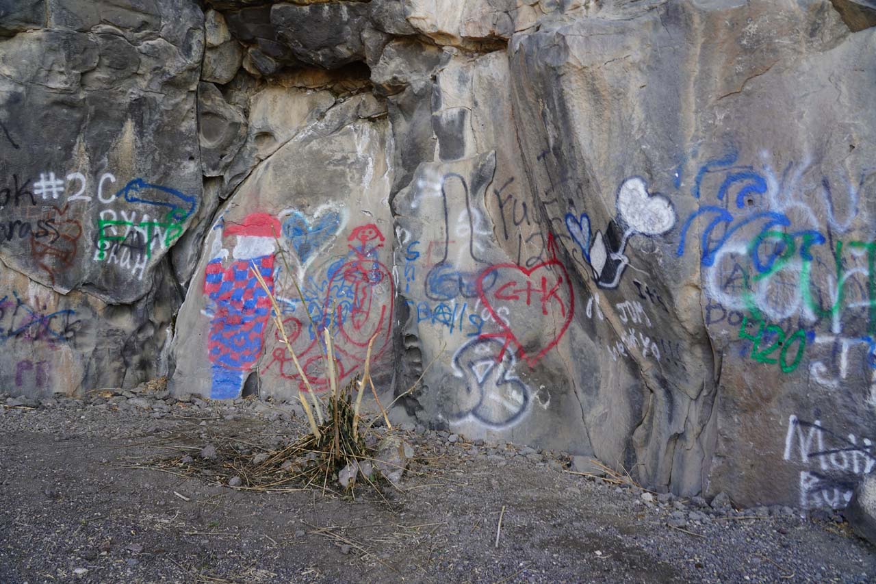 Graffiti along the Pillar Falls Trail is indicative of where urban blight encroaches in our natural spaces, especially if they're close to the city