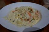 Pine_Creek_026_06152022 - Some kind of creamy prawn pasta served up at the Lazy Lizard Tavern