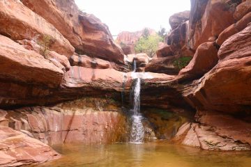 Pine Creek Falls is a pleasant little waterfall downstream from its technical slot canyon. You can find this pleasant 30ft waterfall after a short scramble that begins...