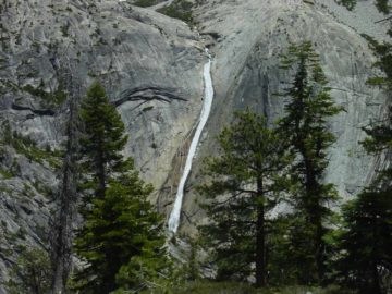 Pywiack Cascade (sometimes known as Slide Falls) is an interesting sliding waterfall at the head of the rugged Tenaya Canyon.  It's said to slide from a cumulative height of 600ft though it seemed...