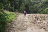 Qingren_Waterfall_005_10292016 - Mom traversing the landslide area on the way to the Qingren Waterfall