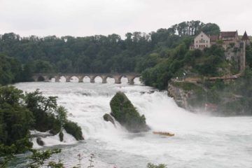 Rhine Falls (also called Rheinfall) has been proclaimed to be Europe's largest waterfall.  I'm not sure how true that claim is, especially if you count the waterfalls in Iceland, but it is pretty...