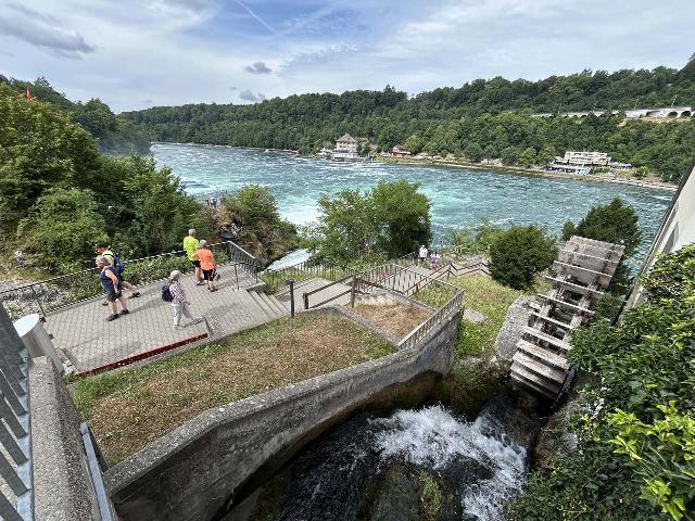 Rhine_Falls_279_iPhone_14_06272025 - Looking down at a water wheel that was part of a water mill next to the north end of the Rhine Falls