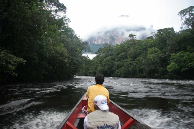 Saliing On A Curiara In The Churum River Via Angel Falls In The