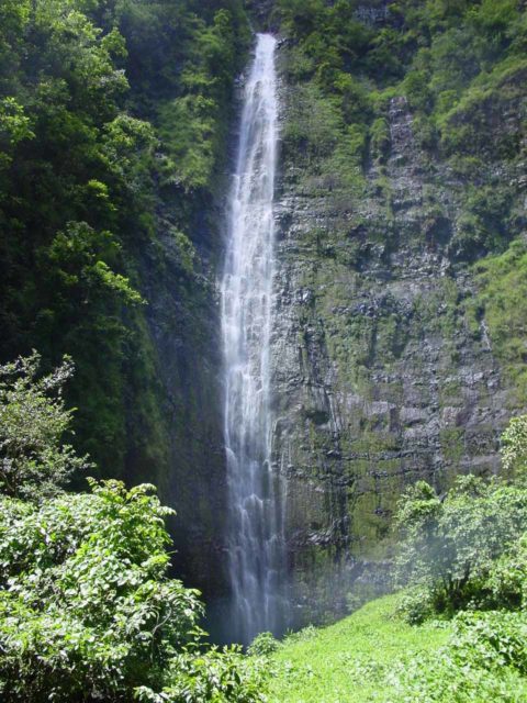 Road_to_Hana_226_09032003 - Onze eerste volledige weergave van Waimoku Falls terug in September 2003