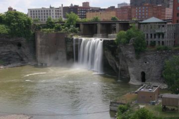 The High Falls of the Genesee River in Rochester (like the Lower Falls) could've easily become a real scenic icon.  However, one look at it and you can sense it's out-of-place with...