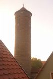 Rothenburg_528_07232018 - Looking towards a cylindrical tower right outside our apartment at the Altes Brauhaus in Rothenburg ob Der Tauber