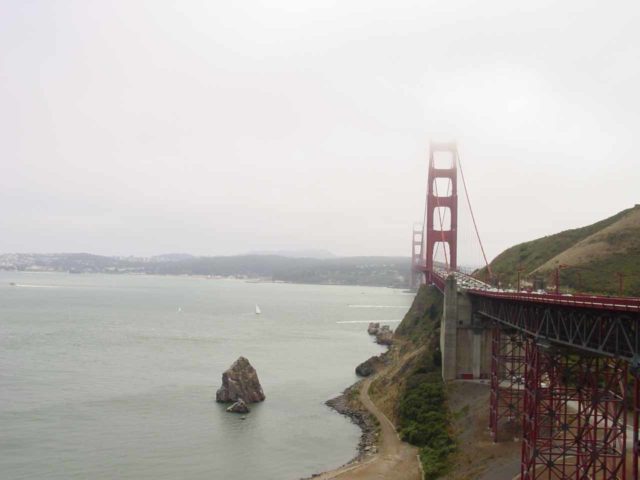 San_Francisco_058_07272002 - Going to Larkspur from San Francisco meant driving across the iconic Golden Gate Bridge. The Tamalpais Drive exit was roughly 8 miles north of this bridge