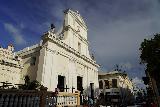 San_Juan_212_04142022 - Angled look up across the front facade of Catedral de San Juan in Old San Juan
