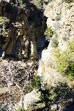 Santa_Paula_Canyon_440_02052021 - Zoomed in look down at the Santa Paula Canyon Falls from the Big Cone Camp
