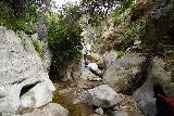 Santa_Ynez_Falls_056_02182023 - Tahia getting closer to the tricky waterfall obstacle before the Santa Ynez Falls