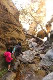 Santa_Ynez_Falls_170_01192019 - After having their fill of the Santa Ynez Falls, Julie and Tahia started the scramble back downstream to get back to the trailhead