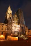 Santiago_de_Compostela_375_06092015 - Another look at the heavily scaffolded Catedral de Santiago de Compostela from the Praza do Obradoiro at night