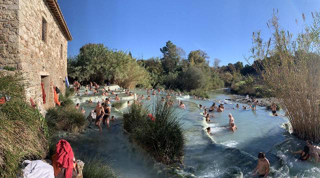 Saturnia_051_iPhone_11182023 - Lots of people enjoy their soak in the warm waters of the Cascate del Mulino