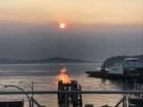 Schwartz_Bay_003_iPhone_08042017 - Another dramatic look towards the red globe sunrise against the smoke as we were about to get onto the Schwartz Bay ferry to get back to Vancouver