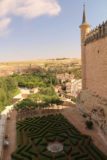 Segovia_296_06062015 - Looking down at some kind of garden maze on the shadowed side of the Alcazar de Segovia