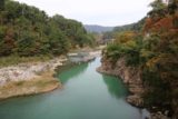 Shirakawa_140_10202016 - Looking up a colorful river adjacent to the village of Ogimachi