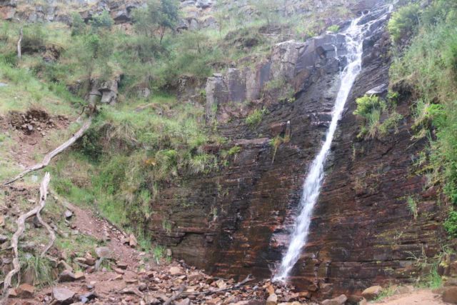 Silverband_Falls_17_058_11142017 - More angled look at the Silverband Falls still mostly disappearing into the rubble at its base during our rainy November 2017 visit