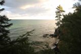 Spray_Falls_hike_058_09302015 - Looking back along the Lake Superior coastline as the sun was starting to come up over the trees on the morning of my Spray Falls hike