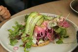 Stavanger_017_06202019 - Some veggies and open-faced shrimp sandwich served up at Fisketorget in Stavanger