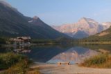Swiftcurrent_Falls_038_08072017 - Gorgeous morning look towards Swiftcurrent Lake with Many Glacier Hotel in the distance