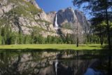 Swinging_Bridge_17_010_06162017 - Gorgeous shot of Yosemite Falls reflected in a calm part of the Merced River