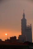 Taipei_010_10262016 - Red globe sunset by the Taipei 101 Building as seen from the apartment