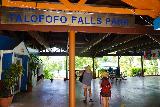 Talofofo_Falls_006_11192022 - Julie and Tahia passing through the building at the entrance for the Talofofo Falls Resort Park