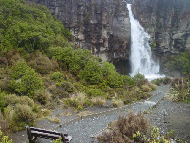 Taranaki_Falls_040_11162004 - Looking back at Taranaki Falls from a rest bench while ascending switchbacks leading up to the Tongariro Northern Circuit