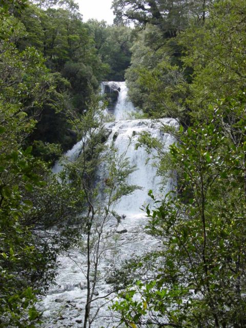 Te_Urewera_065_11142004 - Momahaki Falls and Te-Tangi-o-Hinerau, which were two of the three Aniwaniwa Falls