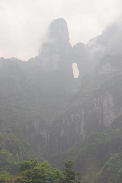 Tianmen_020_05072009 - The Tianmen Arch and a waterfall below it