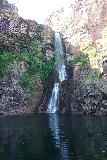 Tjaynera_Falls_074_06152022 - Long-exposed dirty reflection shot of Tjaynera Falls across its large plunge pool