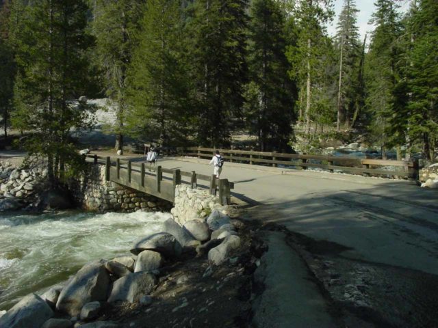 Tokopah_Falls_001_05272005 - Mom and Dad crossing this bridge over the Marble Fork Kaweah River towards the Tokopah Valley Trail that began on the opposite side of the bridge