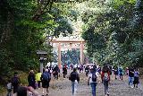 Tokyo_182_04062023 - Approaching the first torii gate close to the Meiji Jingumae stop as we made our way out of the Meiji Jingu Shrine complex in Tokyo