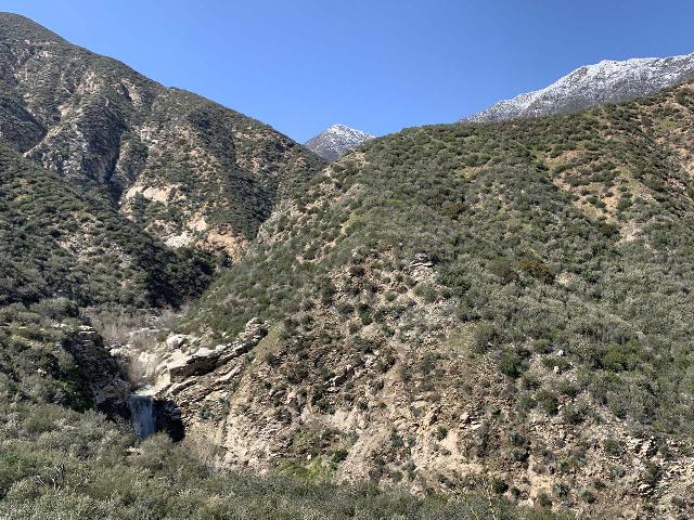 Trail_Canyon_Falls_019_iPhone_03032023 - Unusual sighting of both Trail Canyon Falls and snow in the mountains this far west in the San Gabriel Mountains