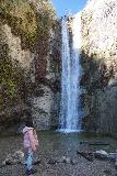 Trail_Canyon_Falls_155_01222022 - Tahia checking out Trail Canyon Falls